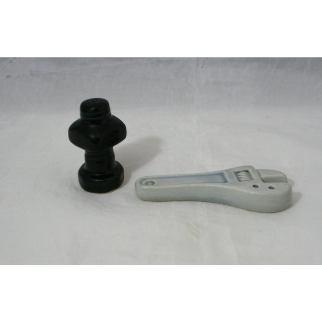 Vintage 1950s Ceramic Wrench Nut & Bolt Salt & Pepper Shakers For Sale In West Palm - Image 6 of 9