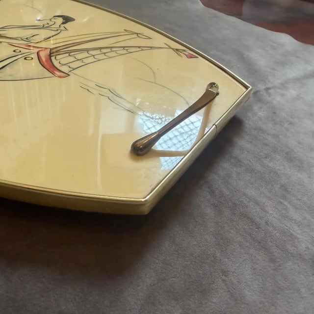 1950s Mid-Century Modern Brass and Lacquered Wood Italian Serving Tray For Sale - Image 10 of 12