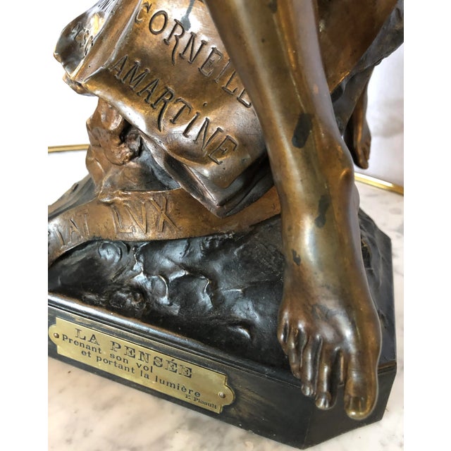 Bronze La Pensee by Emile Louis Picault Bears Foundry Mark 19th Century Bronze For Sale - Image 8 of 13