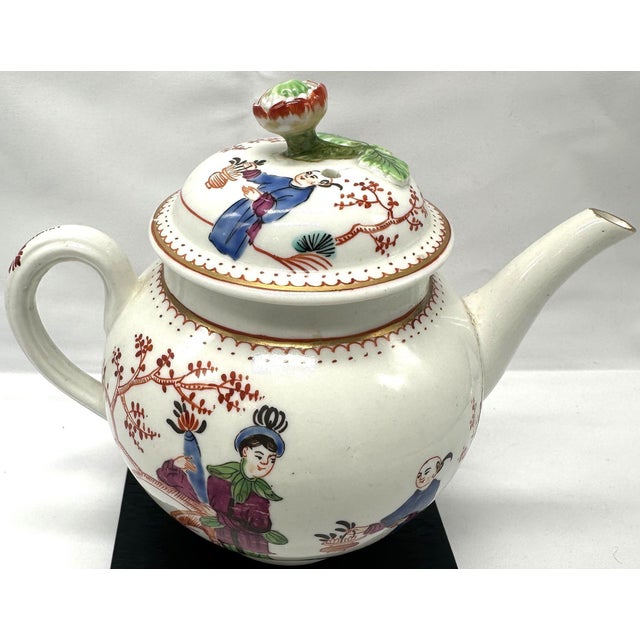 Antique 18th Century First Period Worcester Porcelain Teapot Mandarin Pattern Dr Wall Era For Sale - Image 12 of 16