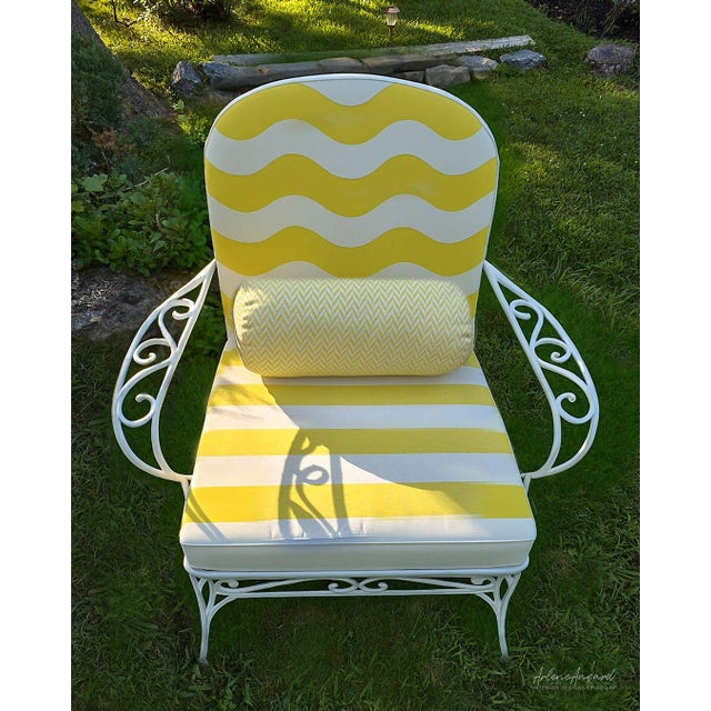 Textile Outdoors and Indoors Contemporary Pastel Yellow Cylinder Pillows, by Arlene Angard, Set of 2 For Sale - Image 7 of 10