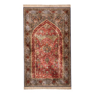 Vintage Ghoum Silk Rug For Sale