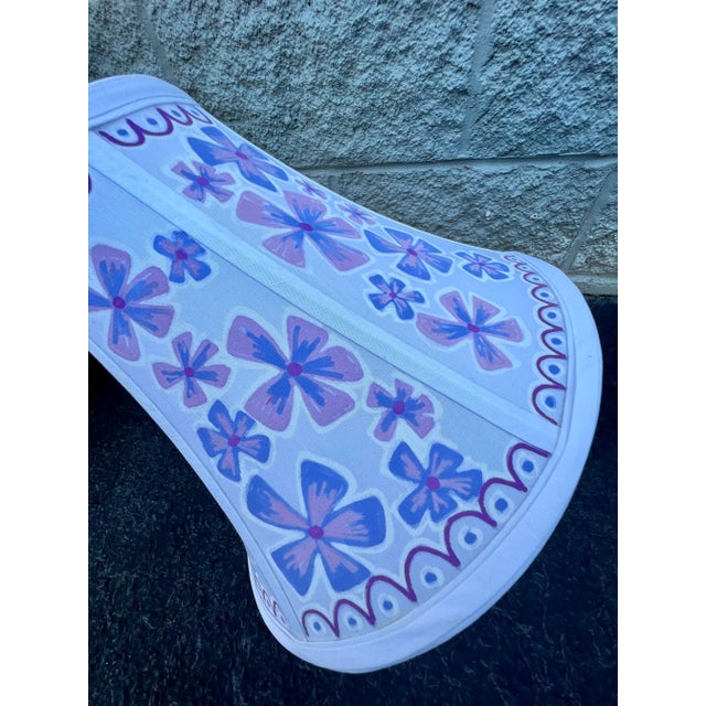Purple Periwinkle Floral Scalloped Hand Painted Lamp Shade For Sale In Charleston - Image 6 of 11