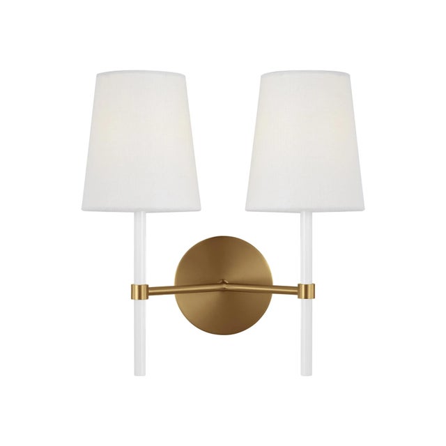 Contemporary Kate Spade by Visual Comfort Studio Monroe Double Sconce, Burnished Brass For Sale - Image 3 of 3