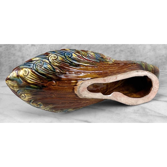 Mid-Century 15" Ceramic Peacock Candy Dish W/ Multi-Color Glaze For Sale - Image 12 of 12