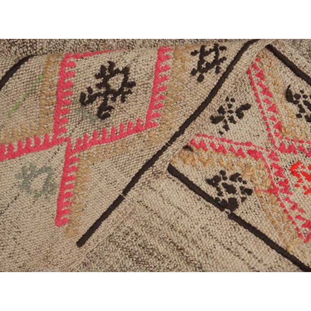 1970s Vintage Handmade Wool Cotton Grey Area Rug For Sale - Image 10 of 11