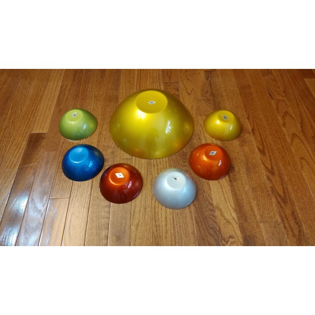 Mid-Century Modern 1960s Danish Modern Emalox Aluminum Snacking Bowl Set- 7 Pieces For Sale - Image 3 of 7