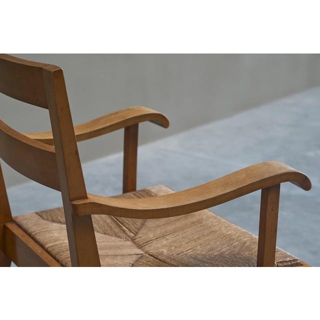 Armchair in Wood and Rush from Oscar Degeyter, Belgium, 1942 For Sale - Image 10 of 13