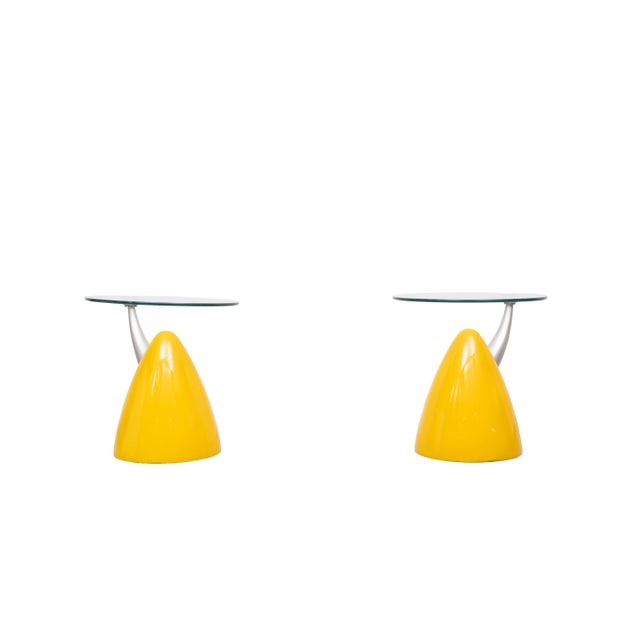Yellow Space Ace Bullet Side Tables, Italy, 1980s, Set of 2 For Sale - Image 8 of 9