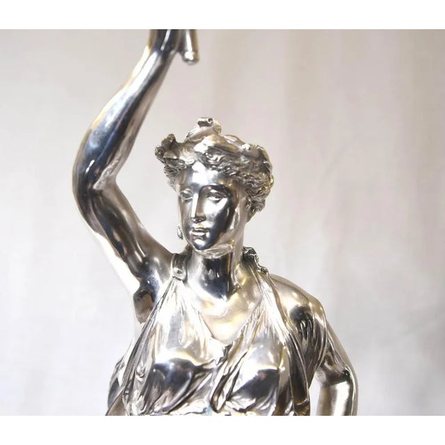 Metal Silver Bronze Candleholders by Gregoire Figurines, Set of 2 For Sale - Image 7 of 11