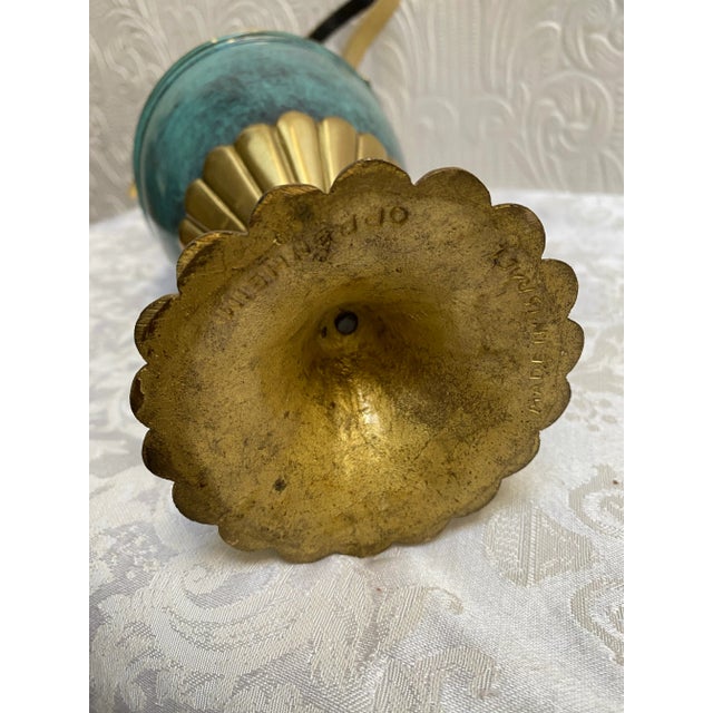 Mid Century Modern Turquoise and Brass Oppenheim Israel Pitcher For Sale - Image 9 of 11