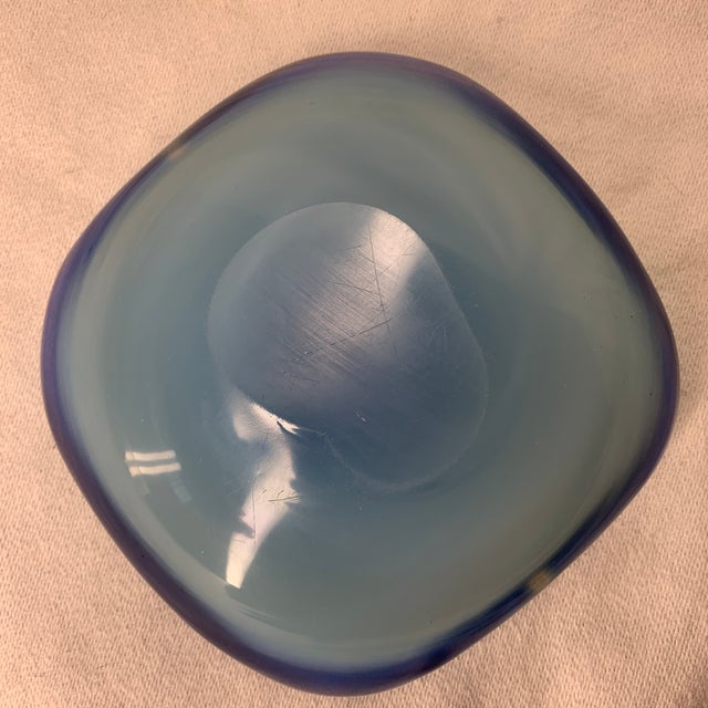 Flavio Poli Mid-Century Modern Square Blue Murano Glass Bowl, Italy, 1960s, Attributed to Flavio Poli for Seguso For Sale - Image 4 of 4