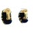 1960 Estate Blue Agate & 14k Gold Ribbed Earrings For Sale - Image 9 of 14