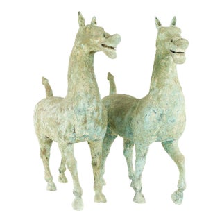 Han Dynasty Style Mid Century Terracotta Horse - Pair For Sale