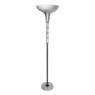 Mid 20th Century Art Deco Machine Age Torchiere Uplight Floor Lamp For Sale