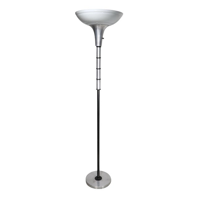 Mid 20th Century Art Deco Machine Age Torchiere Uplight Floor Lamp For Sale