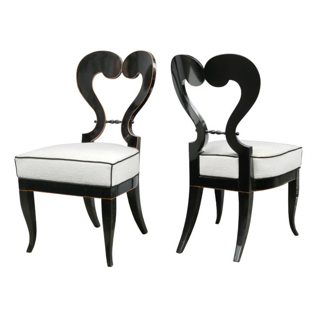 Fine Pair of Ebonized Biedermeier Side Chairs For Sale