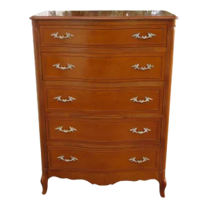 French Cherry Serpentine Front Chest of Drawers by Drexel Furniture