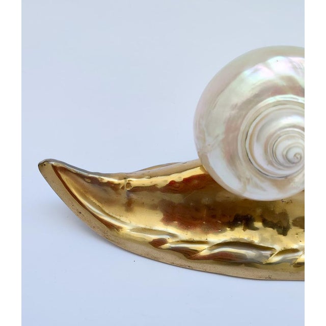 Mid Century Italian Nautical Brass and Shell Snail Art Sculpture from Gabriella Crespi, 1950s For Sale - Image 9 of 11