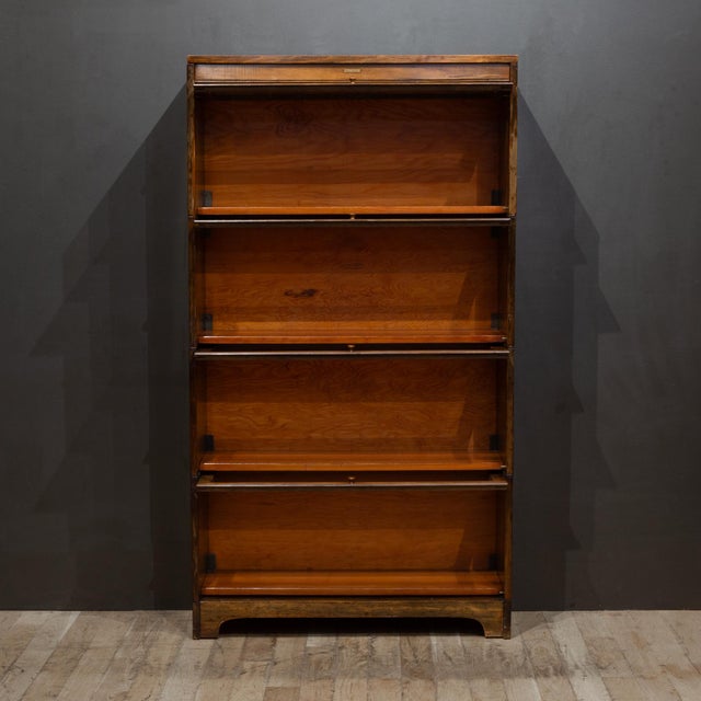 Wood Early 20th C. Lundstrom Four Stack Lawyer's Bookcase c.1900-1920 For Sale - Image 7 of 13