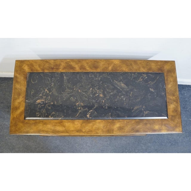 Bernhardt / Hibriten Burled Walnut Asian Chinoiserie Style 42" Server W. Granite Top For Sale - Image 13 of 14