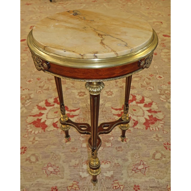 Henry Dasson 19th Century French Weisweiler Style Marble Top Gueridon Table by Henry Dasson For Sale - Image 4 of 11