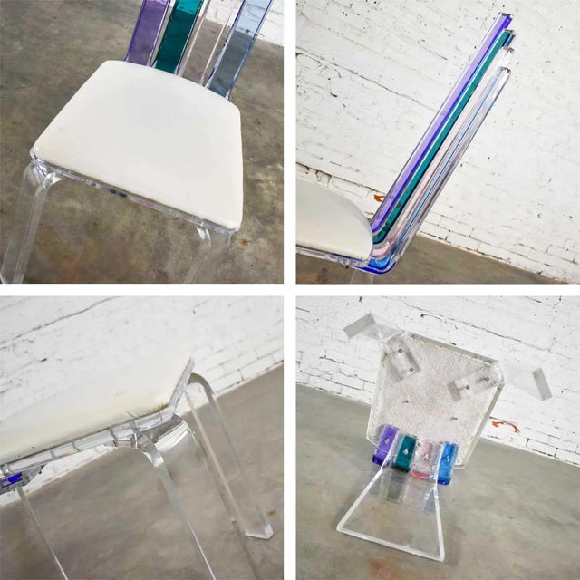 Modern Lucite Chair Rainbow Graduated Back Slats Attributed to Shlomi Haziza for H. Studio For Sale - Image 12 of 12