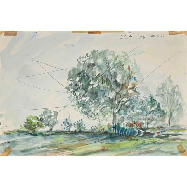 Paulette Humbert, Landscape, Original Drawing, Mid-20th-Century For Sale - Image 3 of 3