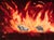 The artwork depicts a dramatic scene of two gray deer navigating through a vivid, fiery landscape, where swirling flames...