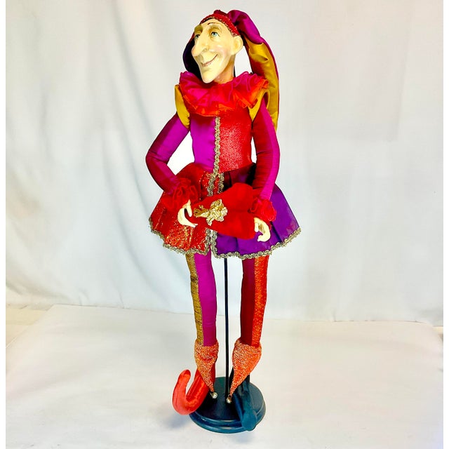 1940s Vintage Art Nouveau Italian Boho Chic 28” Valentine Jester Sculpture Centerpiece For Sale - Image 4 of 12