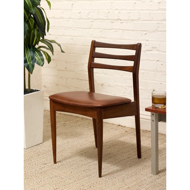 Set of 4 Vintage Danish Modern Rosewood Dining Chairs With Brown Upholstered Seats For Sale - Image 4 of 12