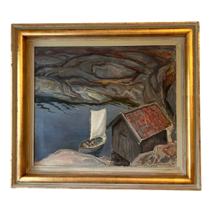 1940s Mid-Century Modern Swedish Oil Painting by Fritz Smedberg 1944