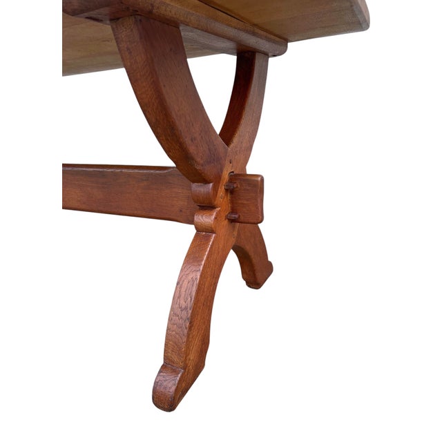 Brutalist X-Base Trestle Dining Table in Oak by Bram Sprij, 1960s For Sale - Image 6 of 9
