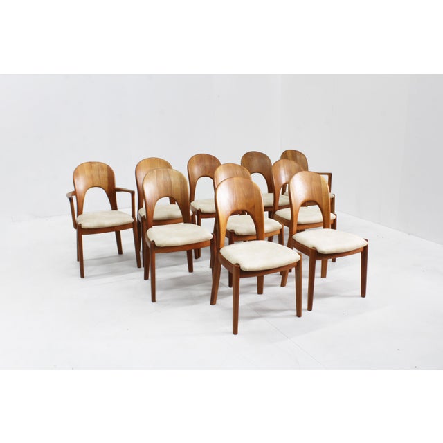 Brown Vintage Danish Teak Dining Chairs from Niels Koefoed, Set of 10 For Sale - Image 8 of 12