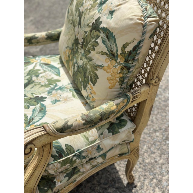 Vintage Cane Back Florals Chairs, a Pair For Sale In Charleston - Image 6 of 10