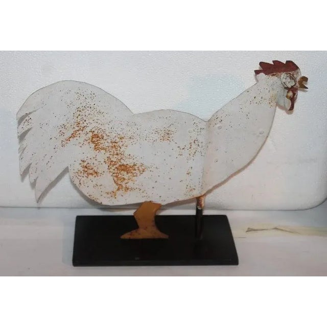 19Thc original painted sheet iron weather vane on custom iron mount. This folky weather vane came from Lancaster County...