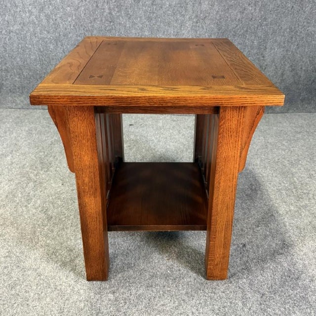 Late 20th Century Late 20th Century Oak Mission Style Side Table For Sale - Image 5 of 11