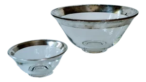 Vintage Dorothy Thorpe Silver Rimmed Serving Bowls- 2 Pieces