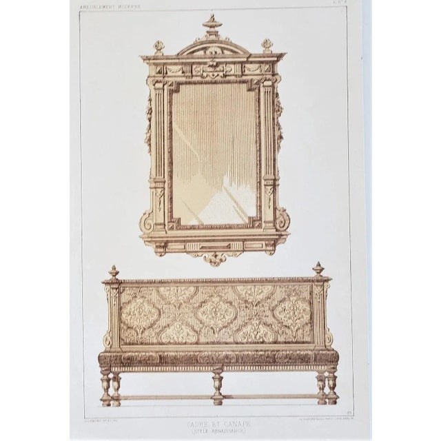 Renaissance Pair-1878 French Lithographs-Renaissance Furnishings For Sale - Image 3 of 4