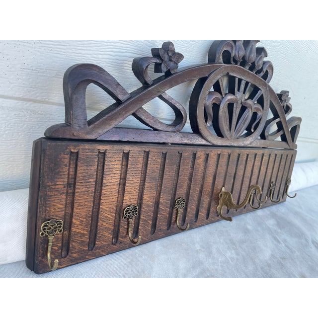 1920s Antique Neo-Gothic Coat Rack in Oak, 1890s For Sale - Image 5 of 18