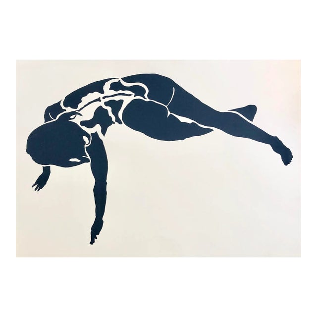 Mid Century Silk Screen Print Nude by Frank Herz 1975 For Sale