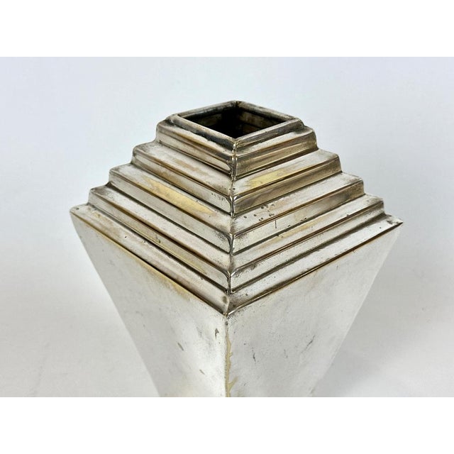 1950s Art Deco Silver-Plated Vase, 1950s For Sale - Image 5 of 13