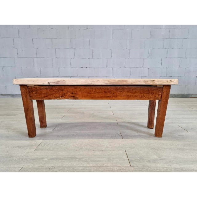 Stylish French Rustic Seating Bench or Side Table Solid Oak For Sale - Image 12 of 12