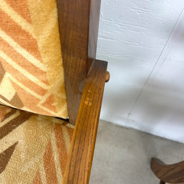 Vintage Modern Highback Dining Chairs With Retro Upholstery- Set of Six For Sale - Image 9 of 11