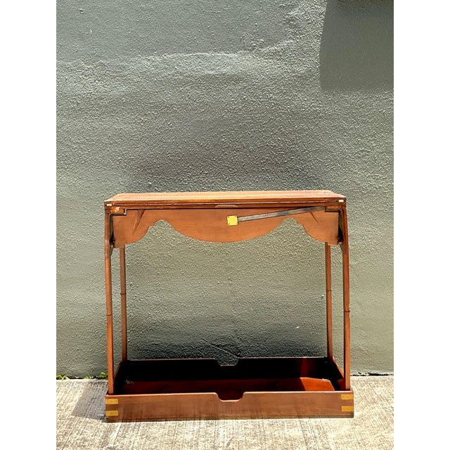 Wood Vintage English Collapsible Flip Top Campaign Game Table For Sale - Image 7 of 10