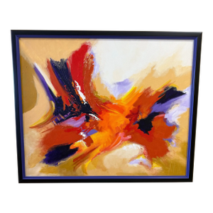 Mid Century Signed Anita Oil on Canvas Abstract Painting