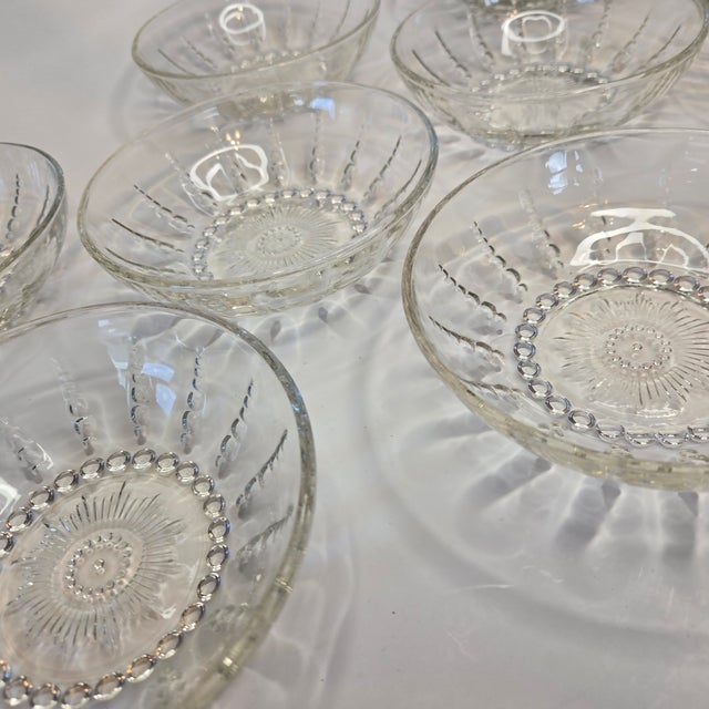 Glass Vintage Coastal Starburst Dessert Bowls- Set of Eight For Sale - Image 7 of 14