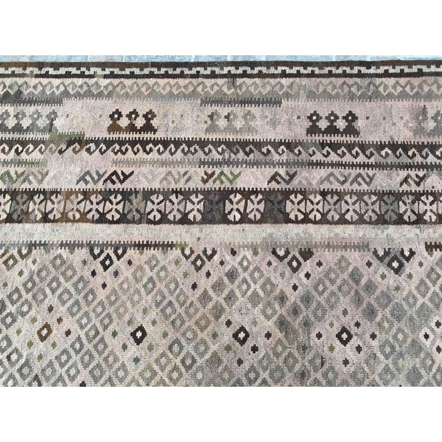 Maimana Kilim Area Rug, Handwoven Wool, 8x15, Mushroom & Chocolate For Sale - Image 9 of 12