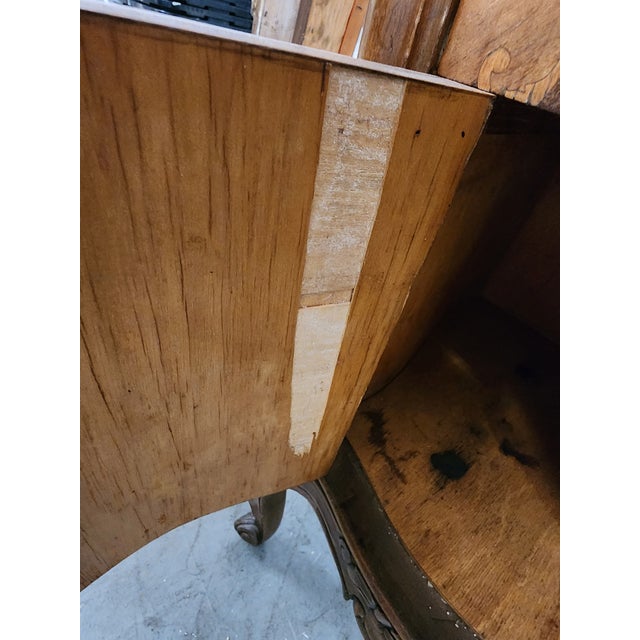 Brown 1940s Pair of Beautiful Inlay Rococo Nightstands For Sale - Image 8 of 8