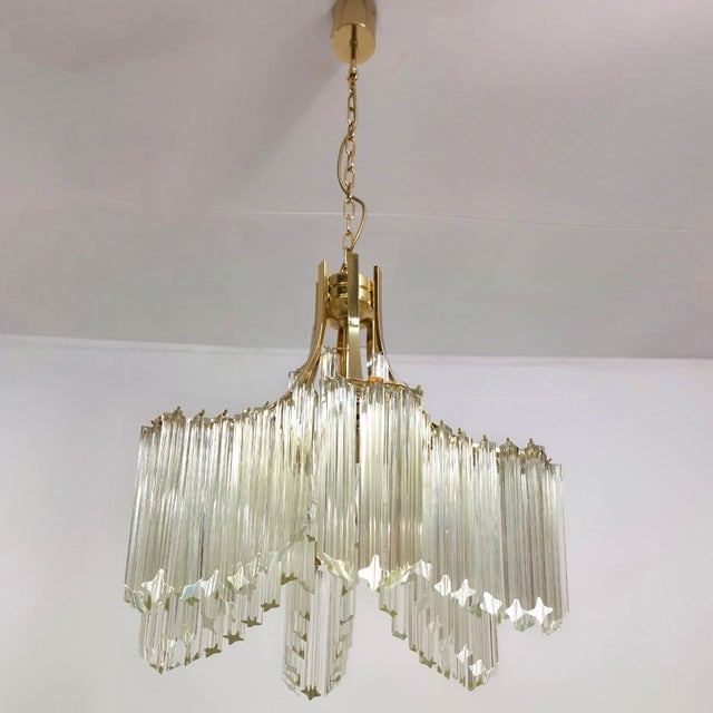 Mid-Century Modern Mid-Century Murano Glass Waterfall Chandelier from Venini, 1970s For Sale - Image 3 of 9